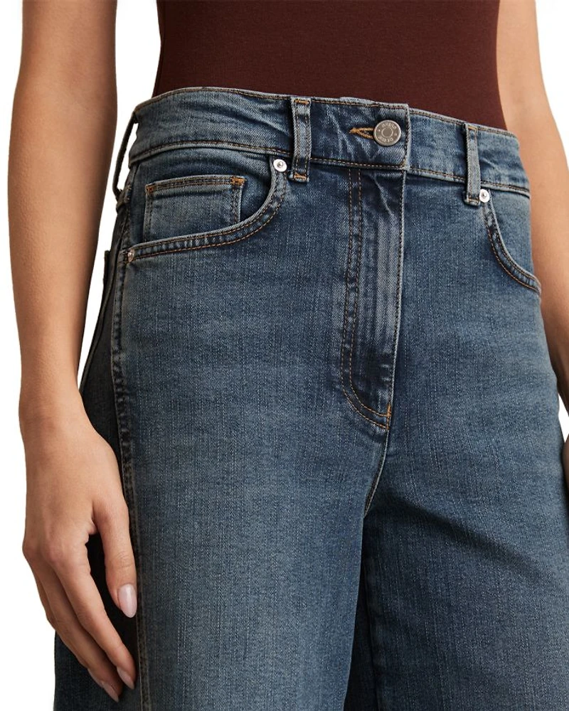 Twisted Seam Wide Leg Jeans Mid Blue