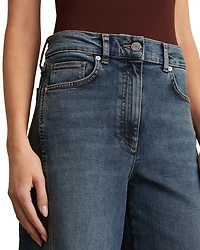 Twisted Seam Wide Leg Jeans Mid Blue