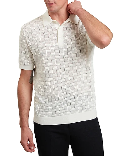 Ted Baker Waterby Short Sleeve Silk and Cotton Textured Polo