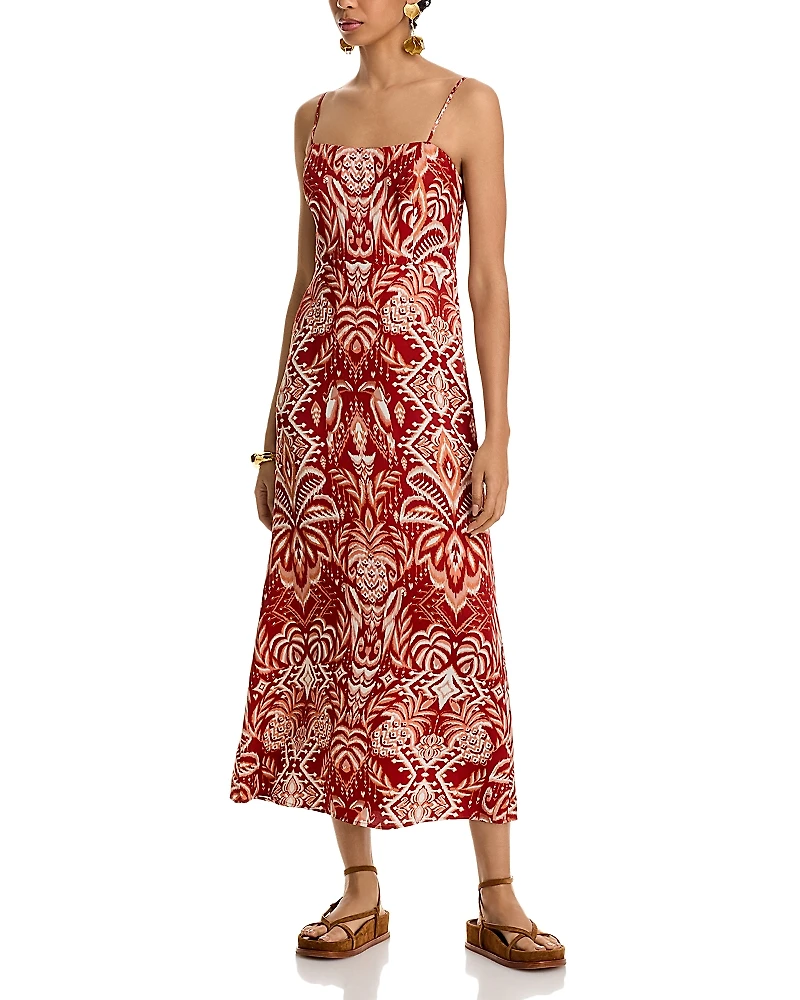 Farm Rio Tropical Tapestry Red Slip Dress