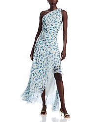 Victoria Beckham One Shoulder Draped Midi Dress