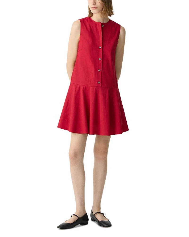 Sleeveless Linen Blend Mini Dress