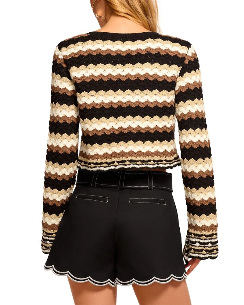 Alanza Striped Crochet Cardigan
