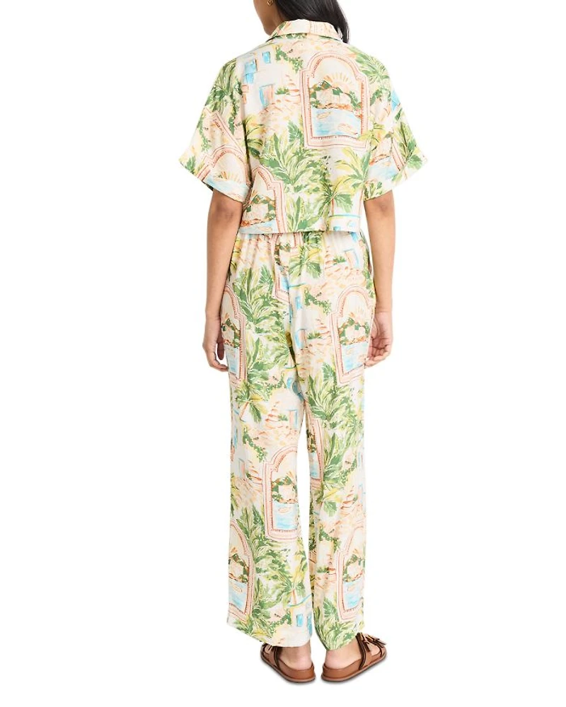 Postcard Print Top & Pants Set