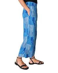 Stripe Print Cropped Pants