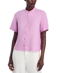 Eileen Fisher Linen Mandarin Collar Shirt