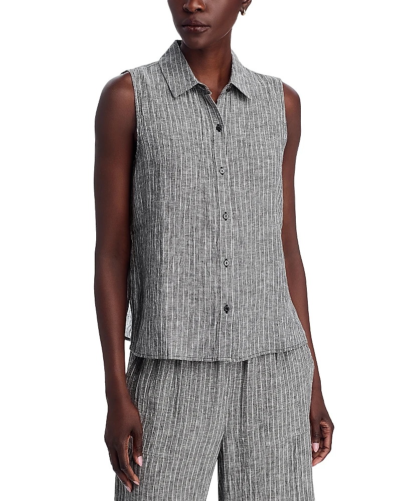 Eileen Fisher Linen Striped Sleeveless Shirt