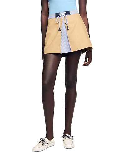 Short Dual Material Skirt