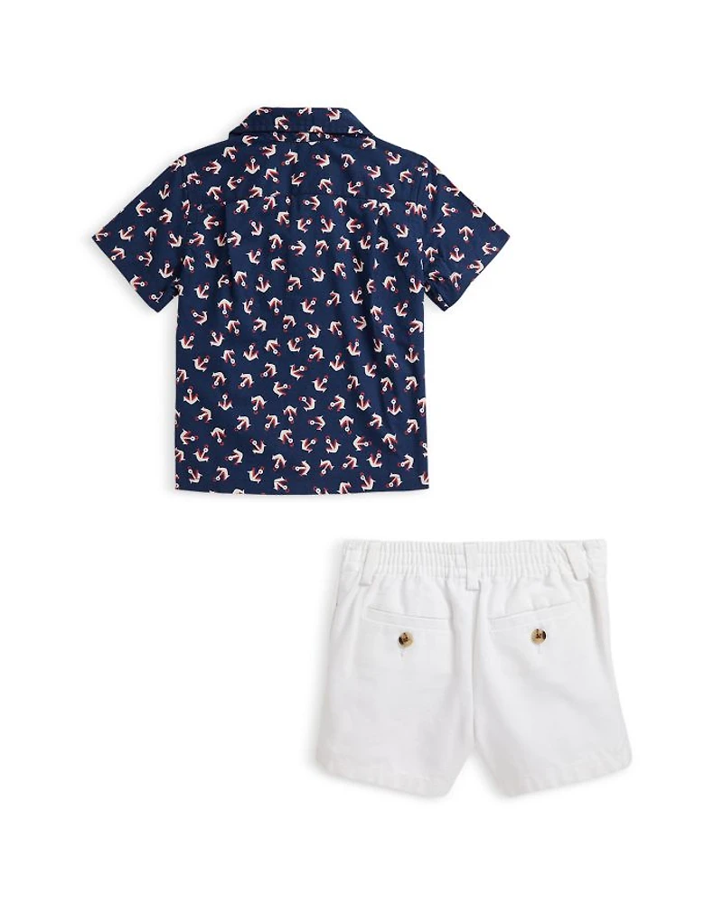 Boys' Anchor Cotton Camp Shirt & Short Set - Baby