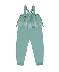 Deux par Girls' Chambray Jumpsuit with Embroidery