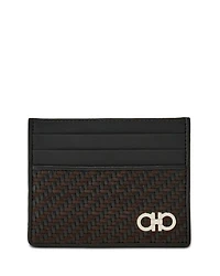 Gancio Woven Leather Card Case