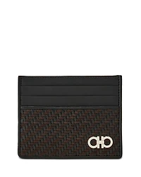 Ferragamo Gancio Woven Leather Card Case