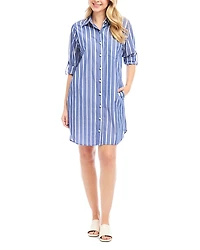Karen Kane Roll Tab Striped Shirt Dress