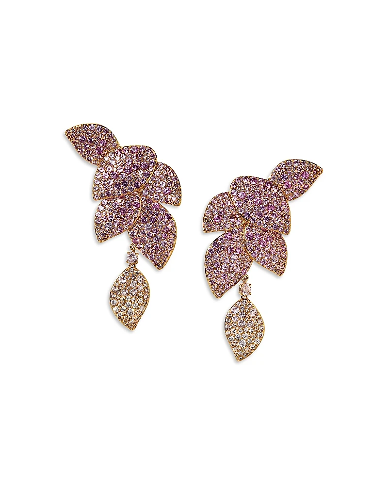 Nadri Starlet Crystal Leaf Linear Earrings