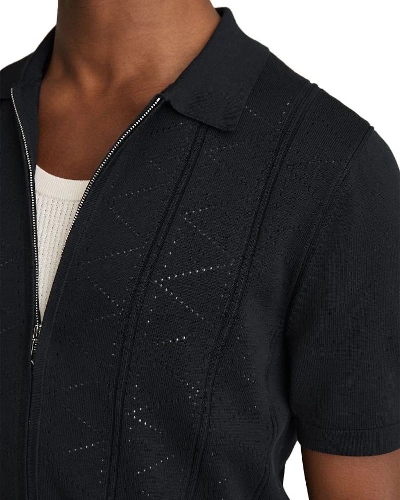 Pointelle Zip Front Shirt