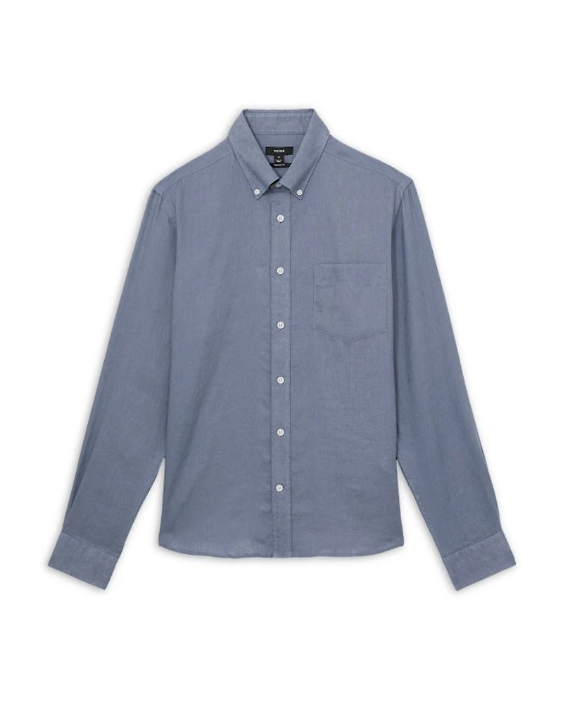 Queens Long Sleeve Button Down Linen Shirt