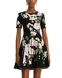 Oscar de la Renta Cherry Blossom Jacquard Knit Dress