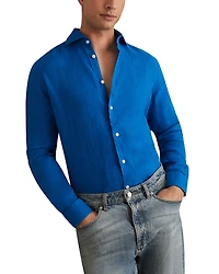 Reiss Ruban Long Sleeve Button Front Linen Shirt