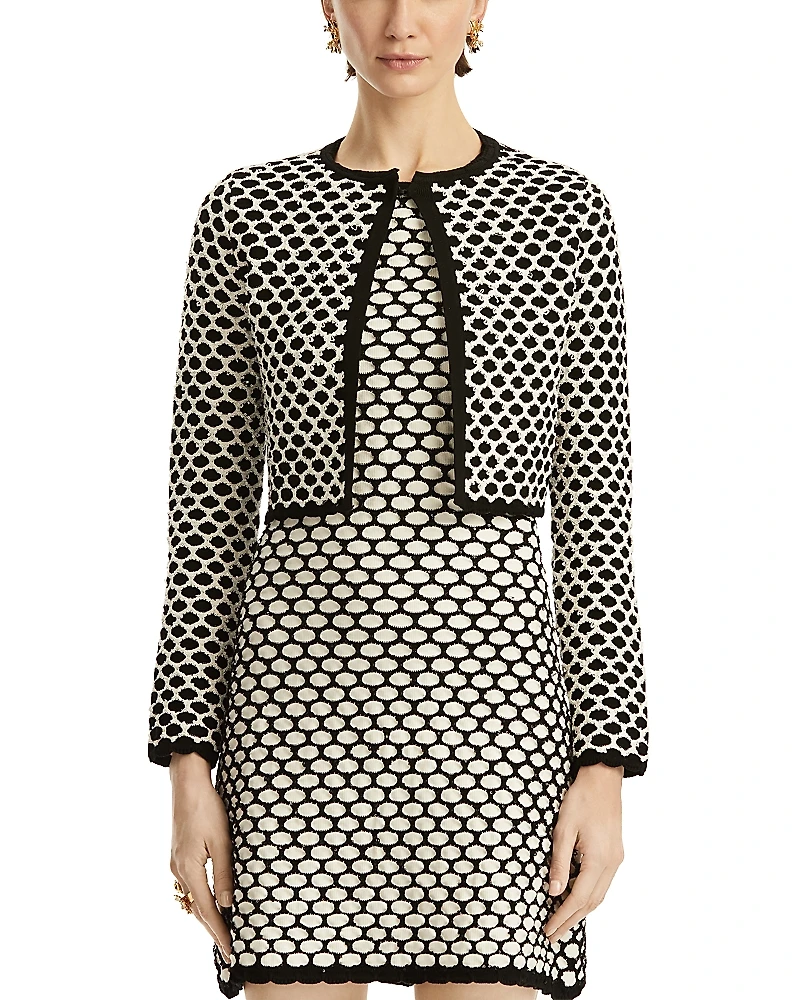 Oscar de la Renta Honey Comb Sequin Knit Jacket