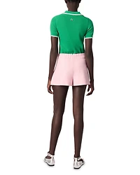 Pointelle Knit Crochet Polo Shirt