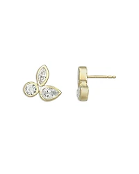 Moon & Meadow 14K Yellow Gold Lab Grown Diamond Mixed Cut Bezel Cluster Stud Earrings