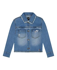 Deux par Girls' Frayed Denim Embroidery Jacket - Little Kid