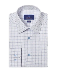 David Donahue Trim Fit Herringbone Check Dress Shirt