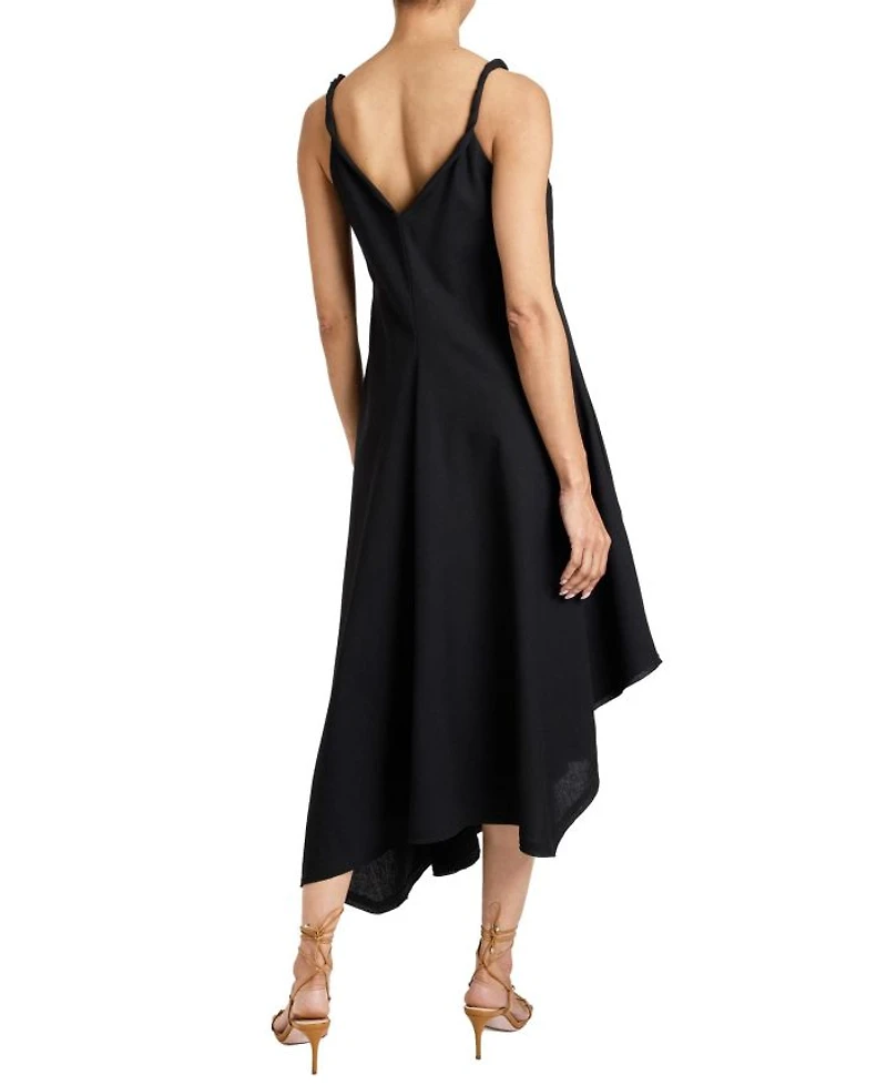 Kourt Asymmetric Sleeveless Linen Blend Midi Billow Dress