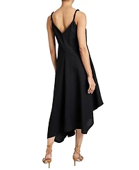 Kourt Asymmetric Sleeveless Linen Blend Midi Billow Dress