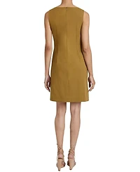 DEE Sleeveless Double Breasted A-Line Dress with Asymmetric Skirt Panel Stretch Cotton