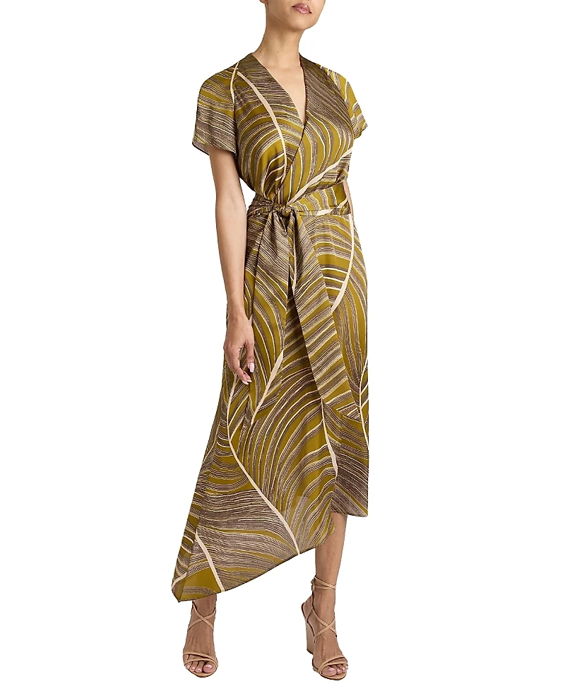 Santorelli Haley Cap Sleeve Faux Wrap Hi Lo Midi Dress