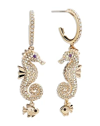 Baublebar Vela Pave Seahorse Charm Half Hoop Earrings