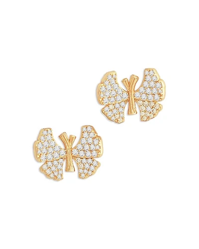 Pavé Butterfly Stud Earrings in 18K Gold Plated