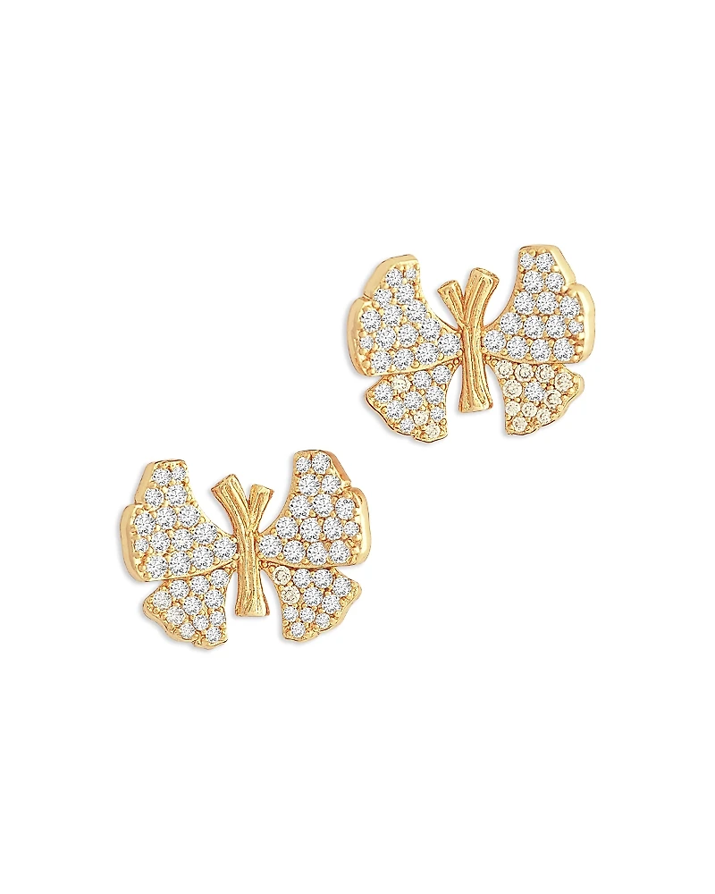 Anabel Aram Pave Butterfly Stud Earrings