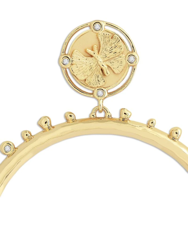 Pavé Butterfly Coin & Hoop Drop Earrings in 18K Gold Plated
