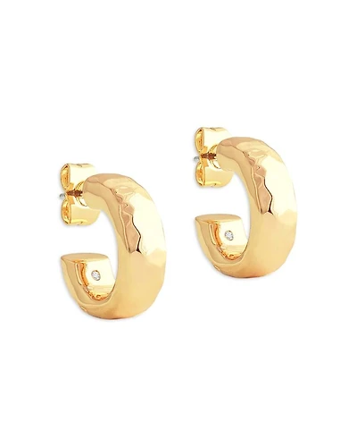 Farrier 18K Yellow Gold Plated Huggie Hoops, 0.7" diameter