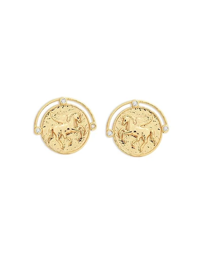 Pavé Pegasus Coin Stud Earrings