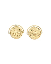 Anabel Aram Pave Pegasus Coin Stud Earrings