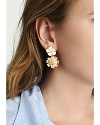 Wildflowers Pavé Mixed Flower Mismatch Drop Earrings