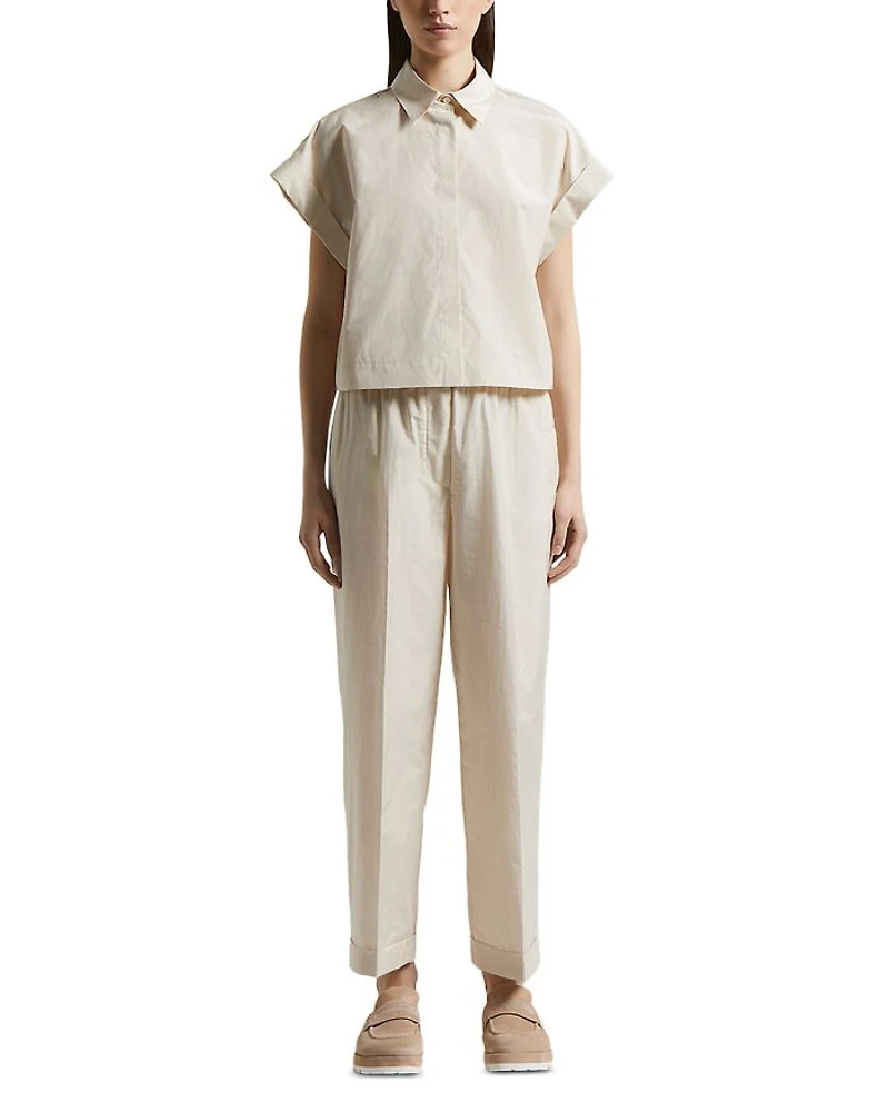 Short Sleeve Hidden Placket Blouse