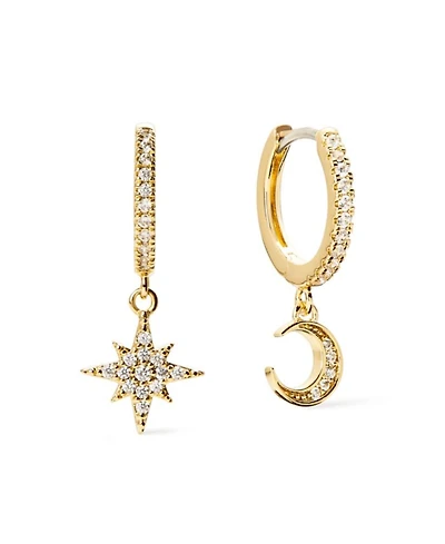Celeste Crescent Moon Huggie Hoops Earrings