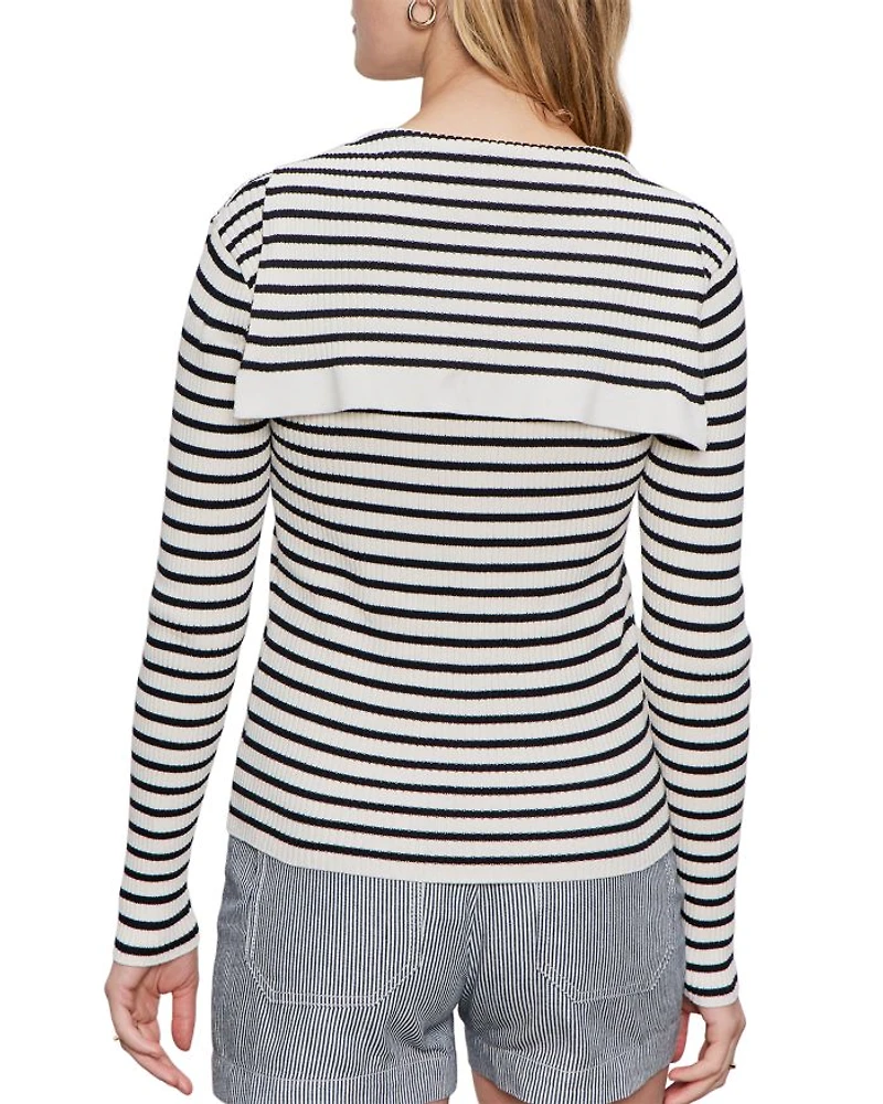 Lace Up Striped Sweater