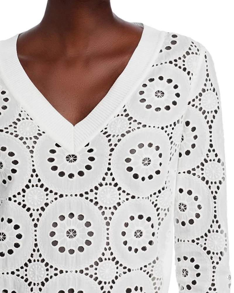 Embroidered Eyelet Top