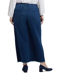 Teresa Wide Leg Ankle Jeans with Frayed Hems Ibiza Blue