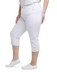 Marilyn Buttoned Cuff Straight Crop Jeans Optic White