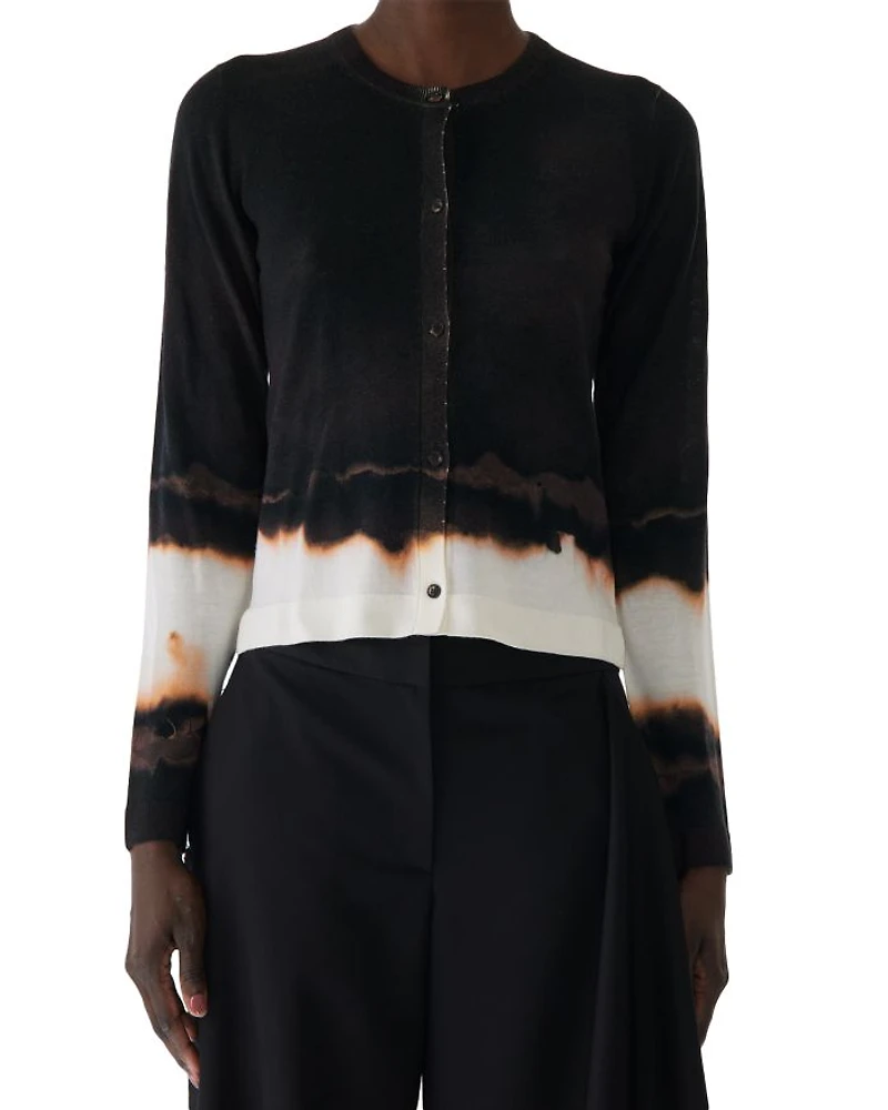 Burned Stripe Wool Cardigan