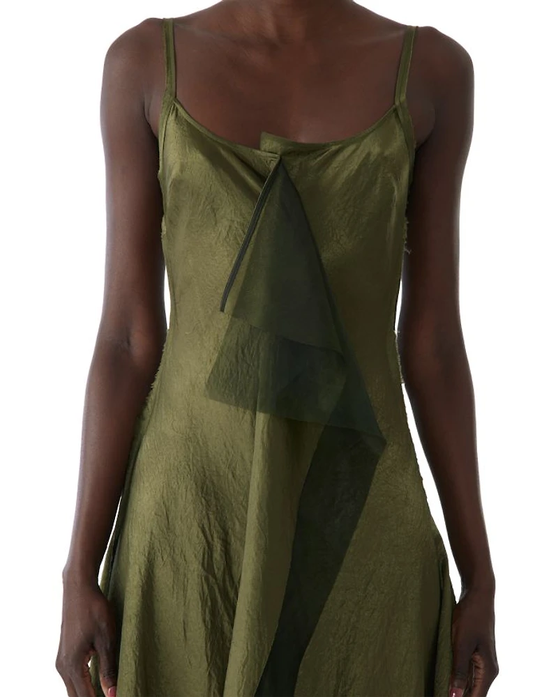 Crinkled Satin Slip Dress
