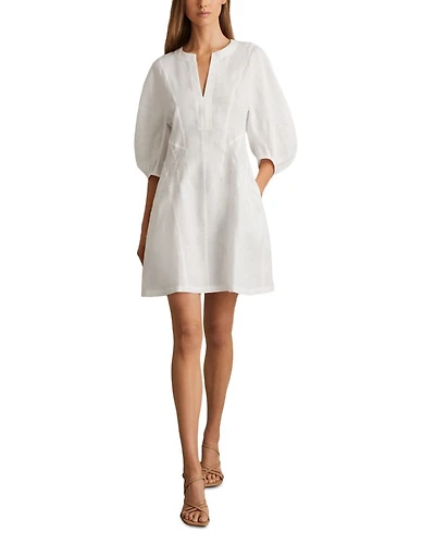 Romi Linen Balloon Sleeved Short Dress