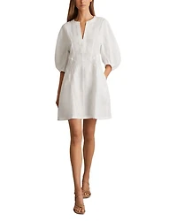 Romi Linen Balloon Sleeved Short Dress