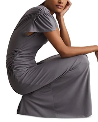 Helia Ruched Sleeved Jersey Dress